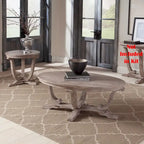 Stone White Wash Wood Veneer 3-Piece Table Set (1 Cocktail + 2 End Tables)