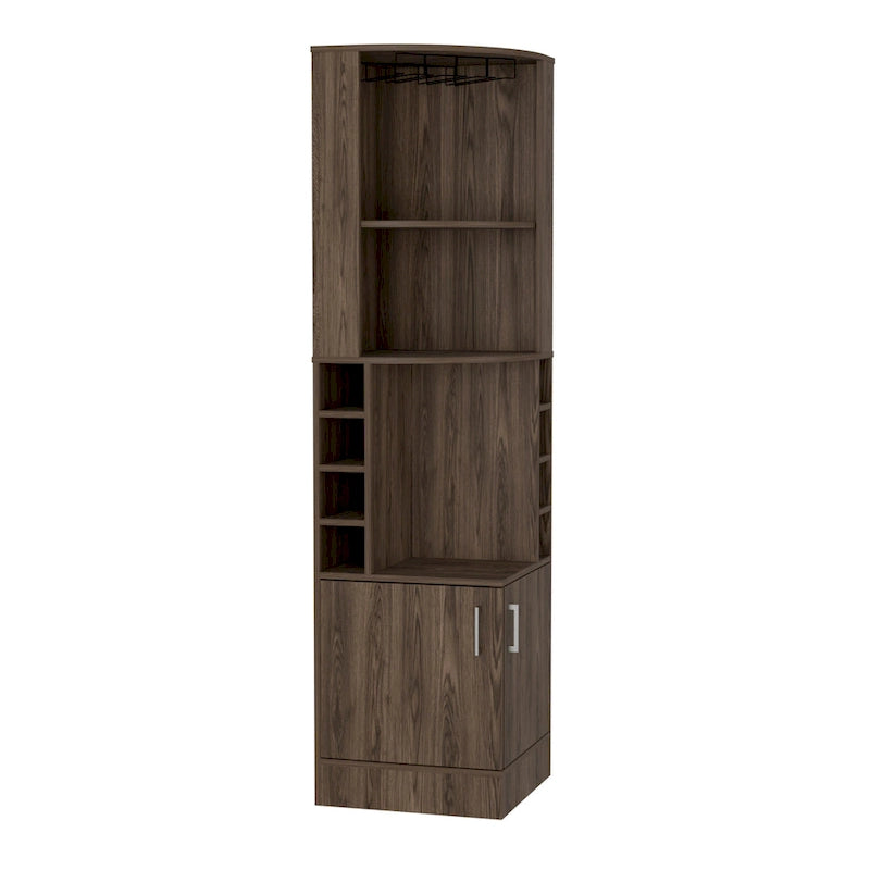 Corner Bar Cabinet with 2 Doors & 8 Cubbies – Walnut / Black / Smoky Oak / White / Light Grey / Dark Brown