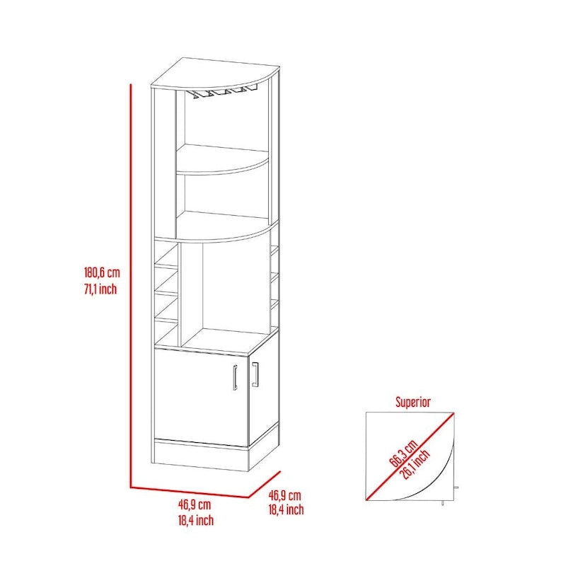 Corner Bar Cabinet with 2 Doors & 8 Cubbies – Walnut / Black / Smoky Oak / White / Light Grey / Dark Brown
