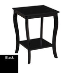 Square End Table with 2-Tier Shelf | Black / White / Espresso / Dark Grey | Single