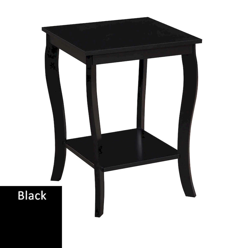 Square End Table with 2-Tier Shelf | Black / White / Espresso / Dark Grey | Single