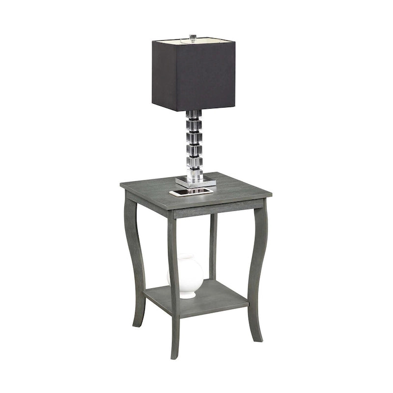 Square End Table with 2-Tier Shelf | Black / White / Espresso / Dark Grey | Single