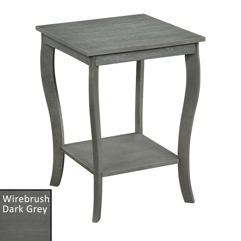 Square End Table with 2-Tier Shelf | Black / White / Espresso / Dark Grey | Single