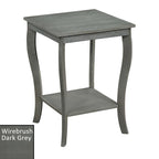 Square End Table with 2-Tier Shelf | Black / White / Espresso / Dark Grey | Single