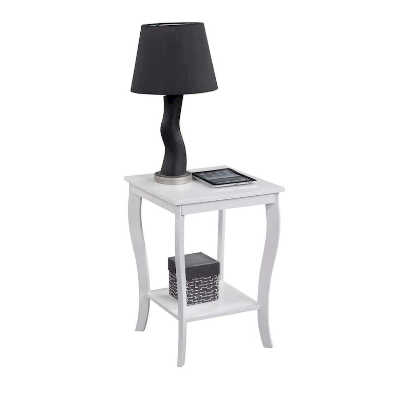 Square End Table with 2-Tier Shelf | Black / White / Espresso / Dark Grey | Single