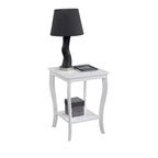Square End Table with 2-Tier Shelf | Black / White / Espresso / Dark Grey | Single