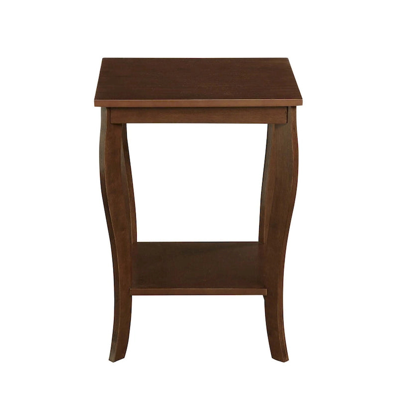 Square End Table with 2-Tier Shelf | Black / White / Espresso / Dark Grey | Single