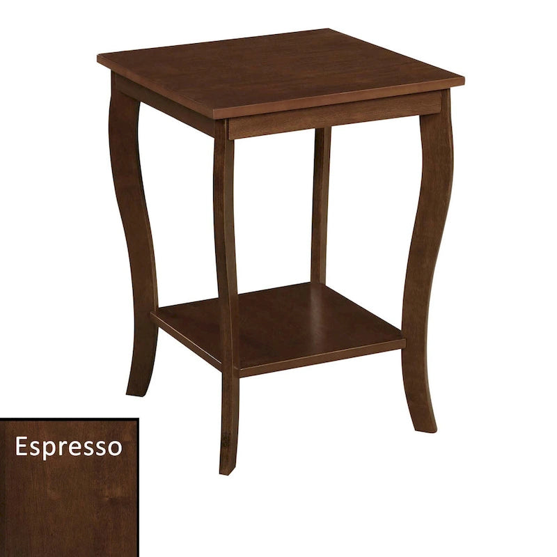 Square End Table with 2-Tier Shelf | Black / White / Espresso / Dark Grey | Single