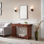 Brown Mission Console Table, 1-Person Use, 2-Drawer