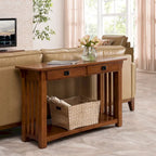 Brown Mission Console Table, 1-Person Use, 2-Drawer