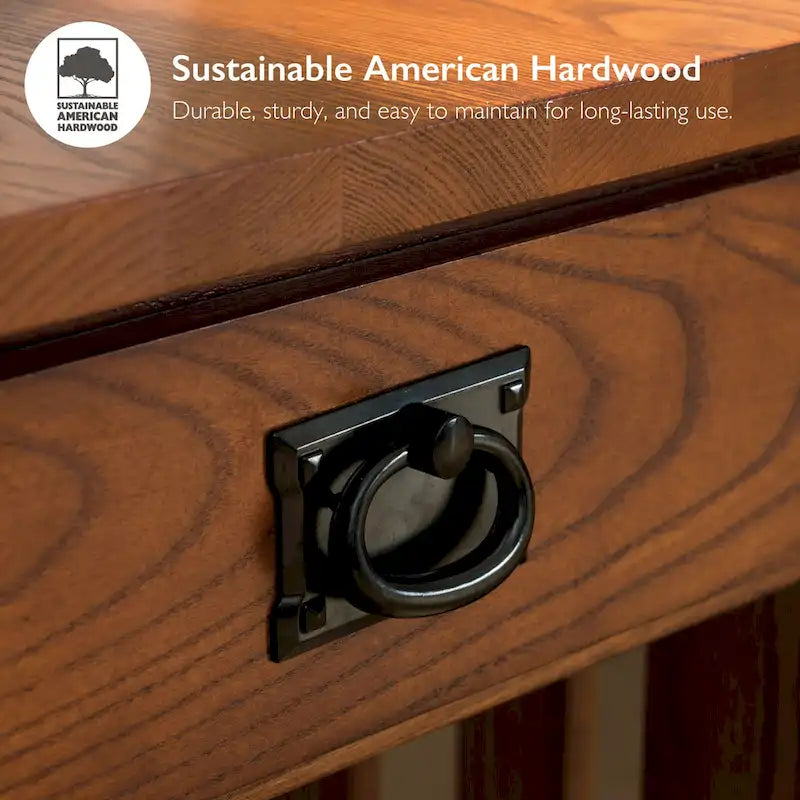 Brown Mission Console Table, 1-Person Use, 2-Drawer