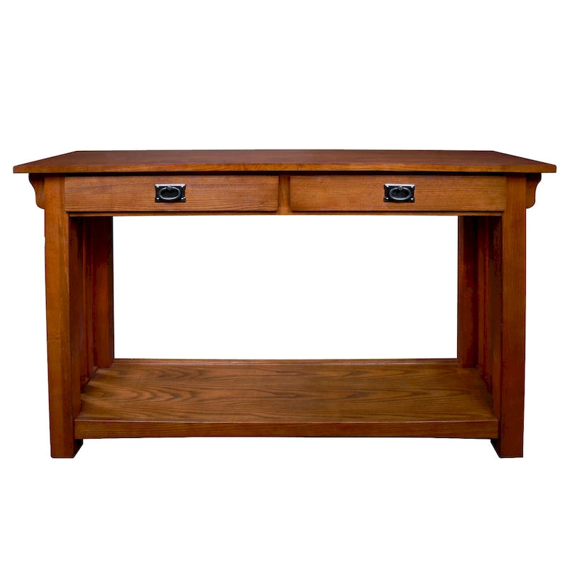 Brown Mission Console Table, 1-Person Use, 2-Drawer