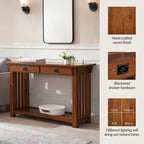 Brown Mission Console Table, 1-Person Use, 2-Drawer