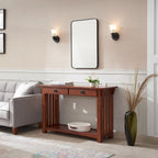 Brown Mission Console Table, 1-Person Use, 2-Drawer