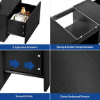 Black / Brown & Black / White LED Coffee Table with 2 Drawers, Glass Top, 1-Person