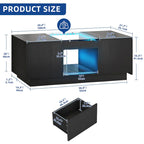 Black / Brown & Black / White LED Coffee Table with 2 Drawers, Glass Top, 1-Person