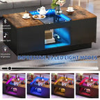 Black / Brown & Black / White LED Coffee Table with 2 Drawers, Glass Top, 1-Person