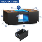 Black / Brown & Black / White LED Coffee Table with 2 Drawers, Glass Top, 1-Person