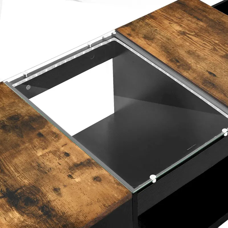 Black / Brown & Black / White LED Coffee Table with 2 Drawers, Glass Top, 1-Person