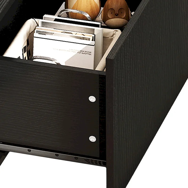 Black / Brown & Black / White LED Coffee Table with 2 Drawers, Glass Top, 1-Person