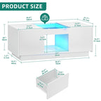 Black / Brown & Black / White LED Coffee Table with 2 Drawers, Glass Top, 1-Person