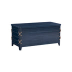 White & Blue Rope Trim Cedar Chest – Storage & Seating for 2