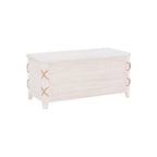White & Blue Rope Trim Cedar Chest – Storage & Seating for 2