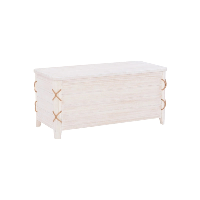 White & Blue Rope Trim Cedar Chest – Storage & Seating for 2