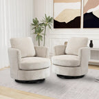 Multi-Color Boucle Swivel Barrel Chair, Set of 2