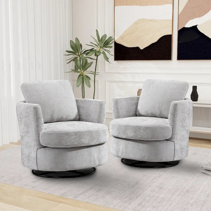 Fauteuil pivotant à dossier rond en tissu bouclé multicolore, lot de 2