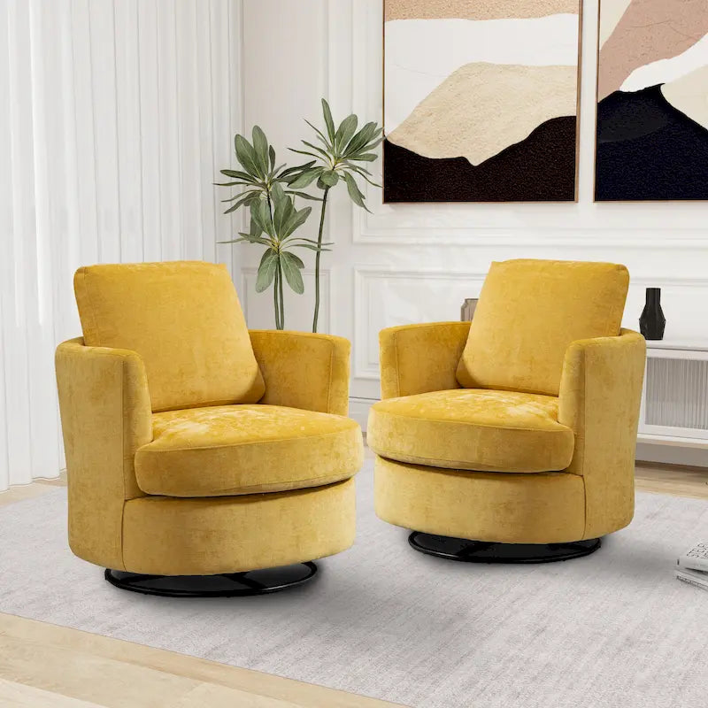 Fauteuil pivotant à dossier rond en tissu bouclé multicolore, lot de 2