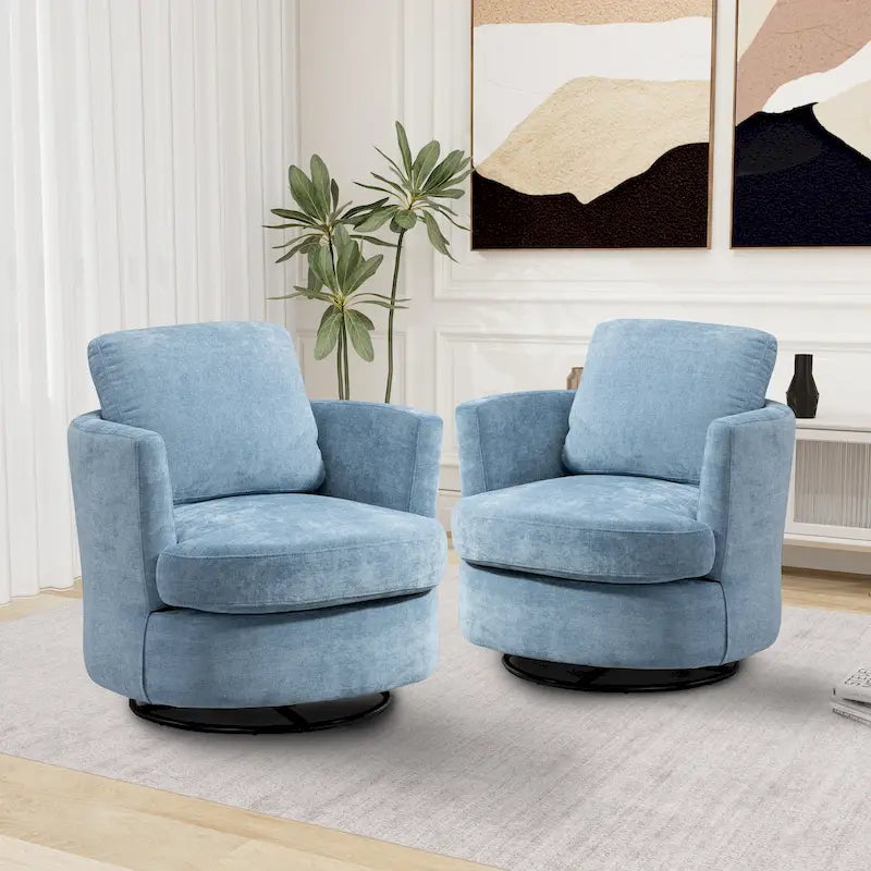 Fauteuil pivotant à dossier rond en tissu bouclé multicolore, lot de 2