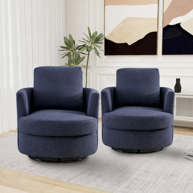 Fauteuil pivotant à dossier rond en tissu bouclé multicolore, lot de 2