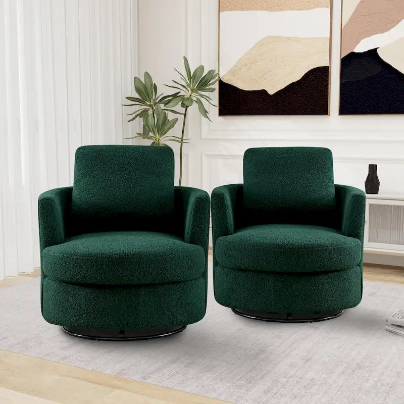 Fauteuil pivotant à dossier rond en tissu bouclé multicolore, lot de 2