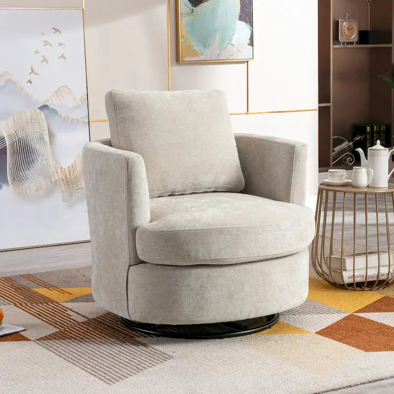 Multi-Color Boucle Swivel Barrel Chair, Set of 2