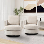 Multi-Color Boucle Swivel Barrel Chair, Set of 2