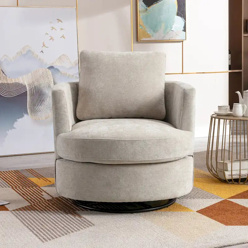 Multi-Color Boucle Swivel Barrel Chair, Set of 2