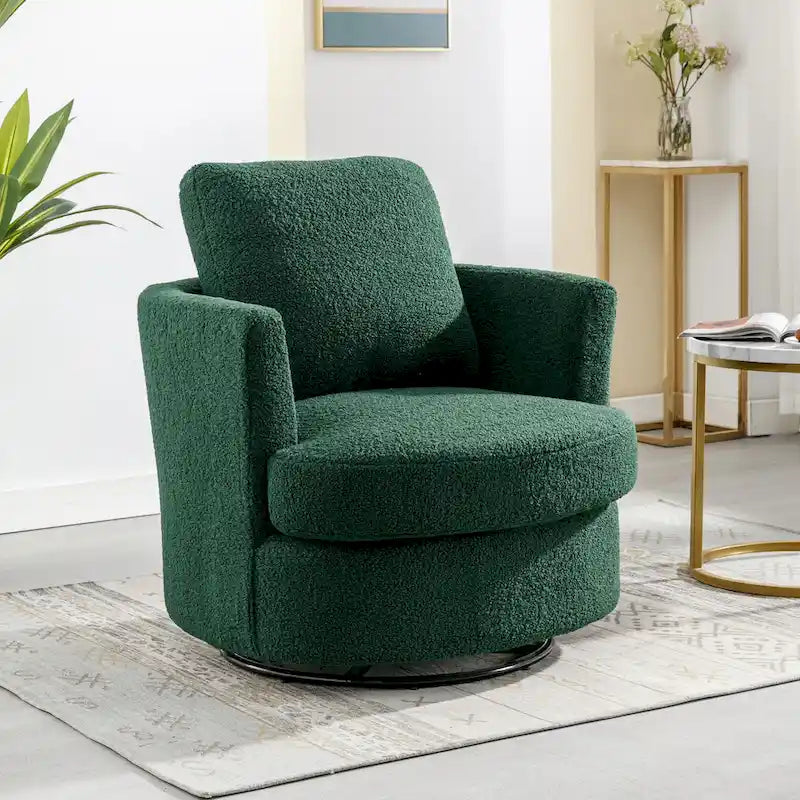 Multi-Color Boucle Swivel Barrel Chair, Set of 2