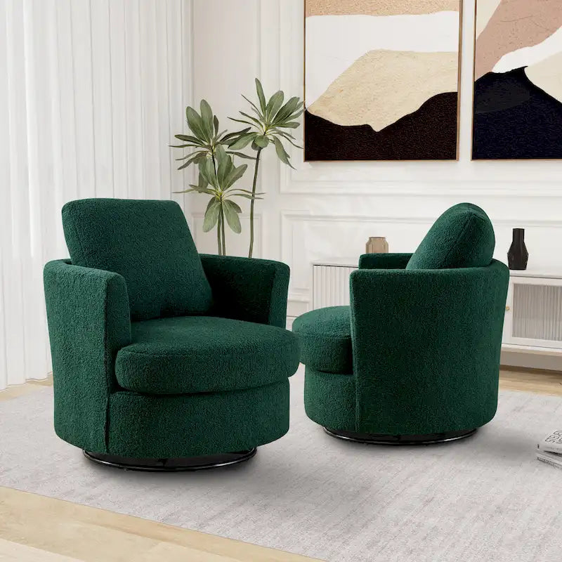 Multi-Color Boucle Swivel Barrel Chair, Set of 2