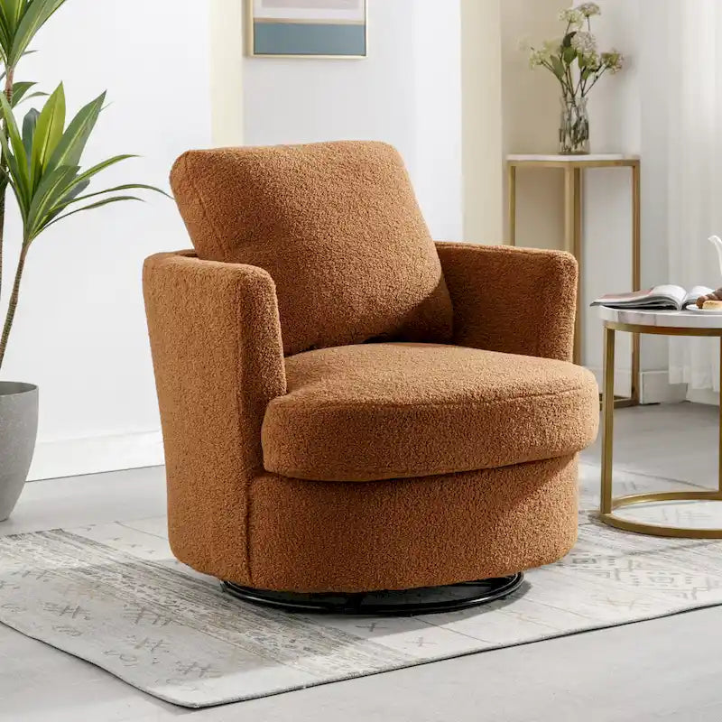Multi-Color Boucle Swivel Barrel Chair, Set of 2