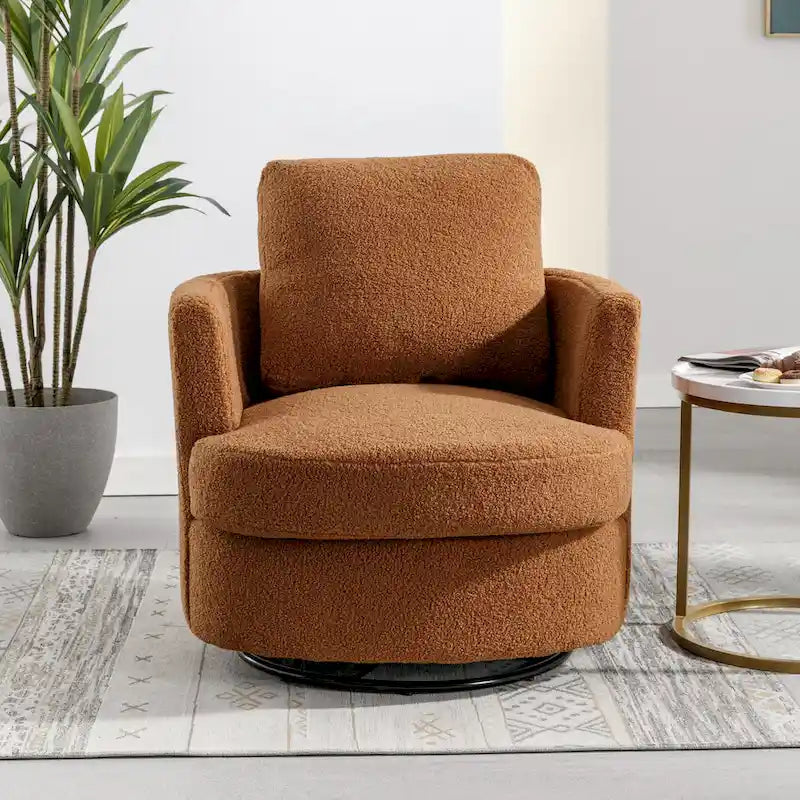 Multi-Color Boucle Swivel Barrel Chair, Set of 2