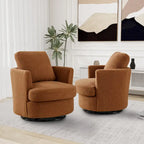 Multi-Color Boucle Swivel Barrel Chair, Set of 2
