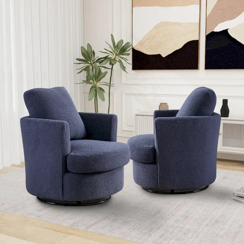 Multi-Color Boucle Swivel Barrel Chair, Set of 2