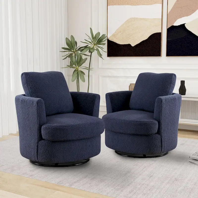 Multi-Color Boucle Swivel Barrel Chair, Set of 2