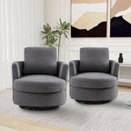 Multi-Color Boucle Swivel Barrel Chair, Set of 2