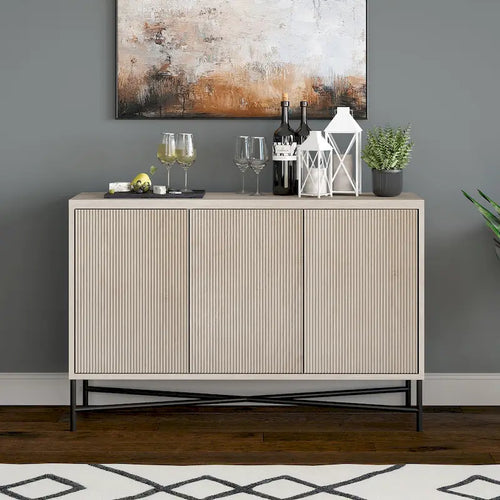 Buffet rectangulaire 48 po – Grain noir / Blanc / Aulne blanc, 3 portes