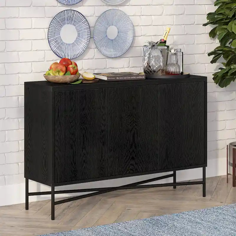 48" Rectangular Buffet Sideboard – Black Grain / White / Alder White, 3-Door