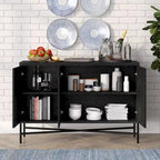 48" Rectangular Buffet Sideboard – Black Grain / White / Alder White, 3-Door