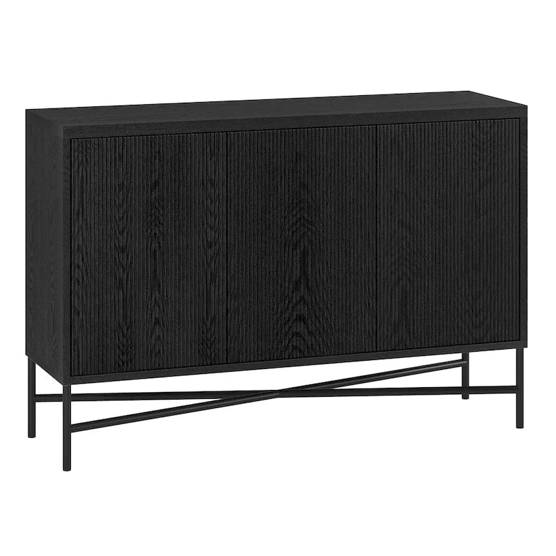 48" Rectangular Buffet Sideboard – Black Grain / White / Alder White, 3-Door
