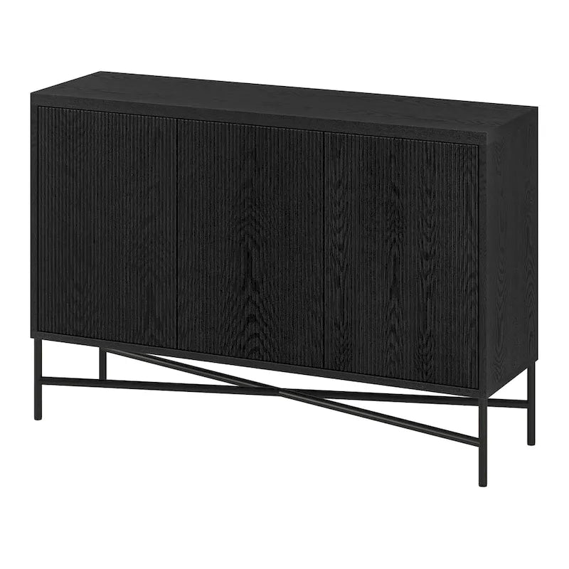 48" Rectangular Buffet Sideboard – Black Grain / White / Alder White, 3-Door